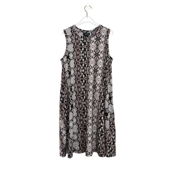 Nicole Miller Snake Print Python High Neck Sleeveless Midi Dress Casual Small - Picture 1 of 7